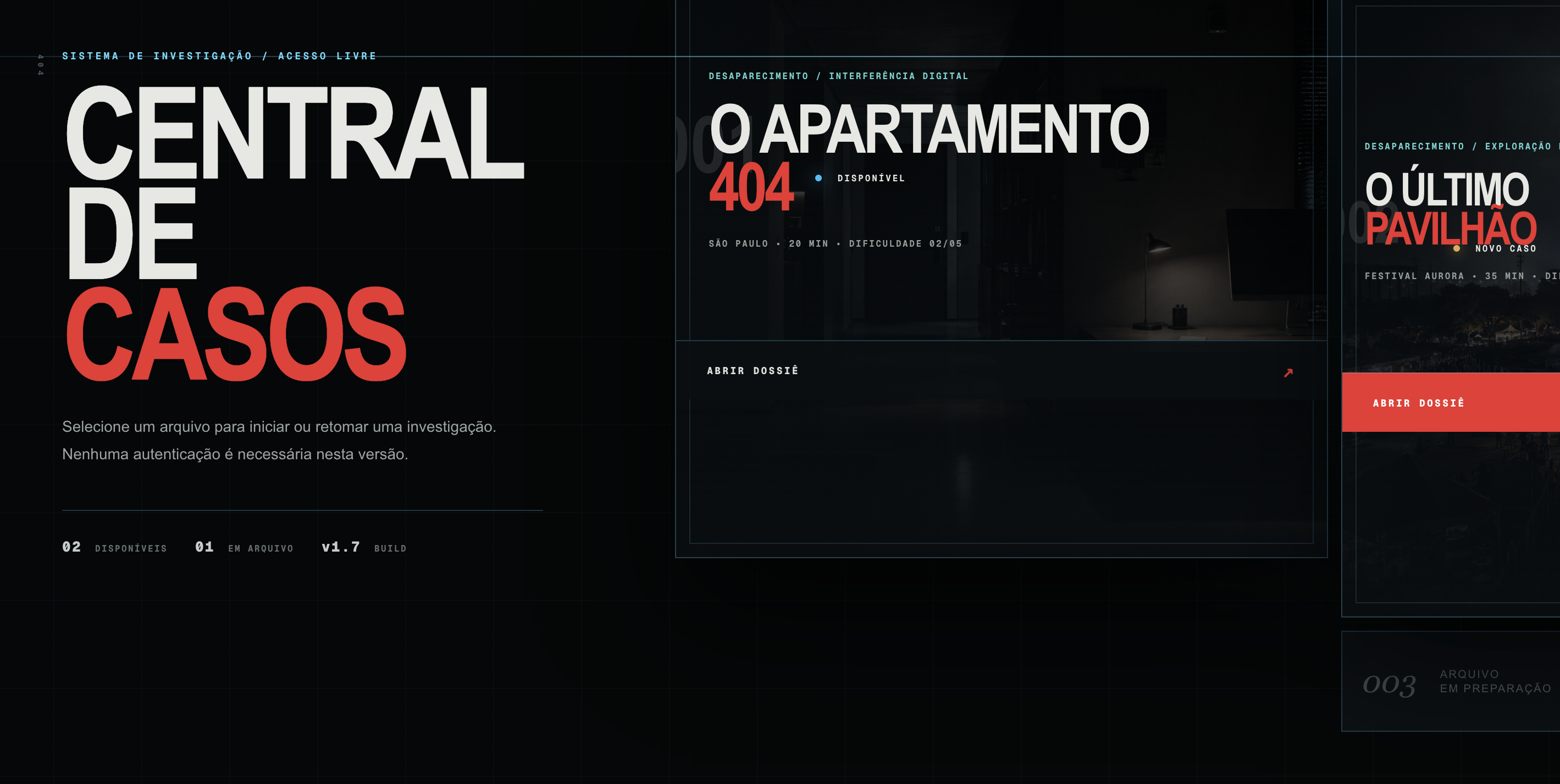 Tela inicial do Portal 404